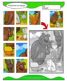 Puzzle Kes Yapıştır Çalışma Sayfaları